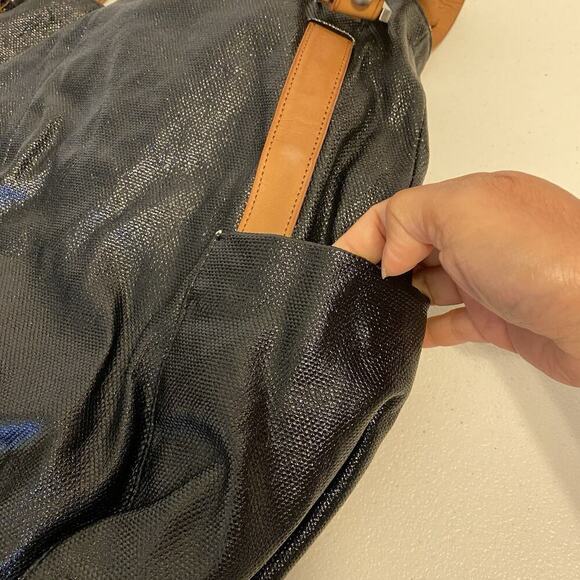 KennethCole NewYork Supple Brown Black Manmade Shoulder Tote Bag Large Boho Y2K - Picture 6 of 8